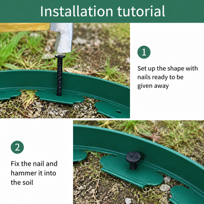 No-Dig L-Shaped Garden Edging with 30 Ground Pegs