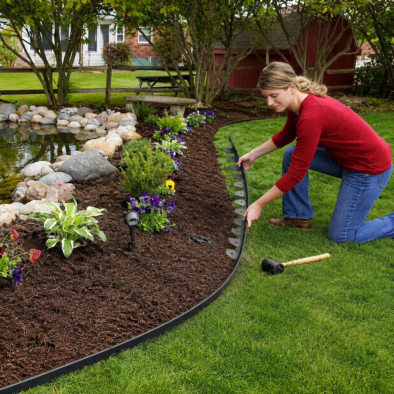 No-Dig L-Shaped Garden Edging with 30 Ground Pegs