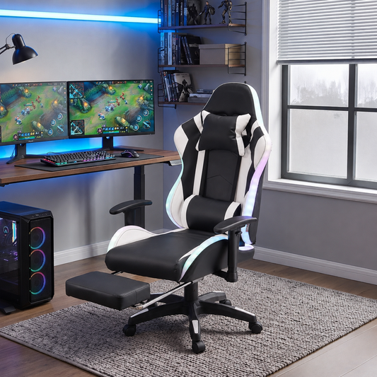 Ergonomic Gaming Chair with RGB Light & Massage Lumbar