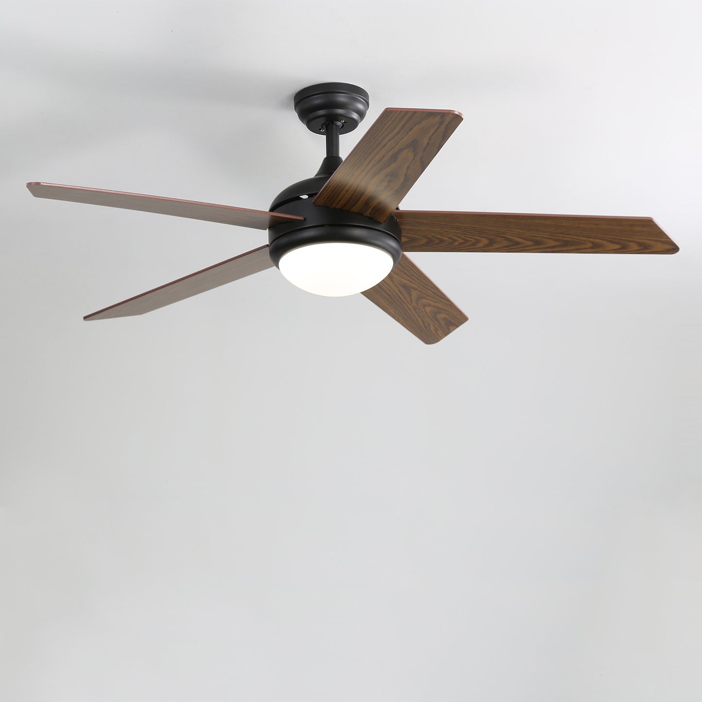 Rustic Wooden 5-Blade LED Ceiling Fan with Remote for Living Room
