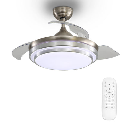 Contemporary 3-Blade Tiered LED Ceiling Fan Light with Retracted Blades