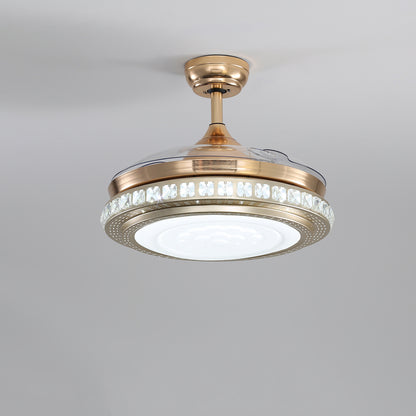 Fancy 42 Inch Crystal Ceiling Fan Light with Retracted Blades