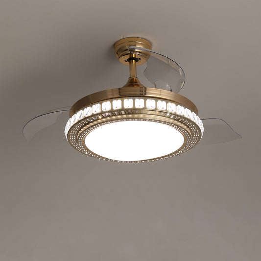 Fancy 42 Inch Crystal Ceiling Fan Light with Retracted Blades