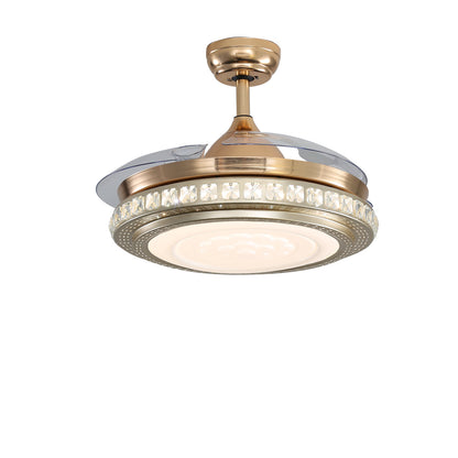 Fancy 42 Inch Crystal Ceiling Fan Light with Retracted Blades