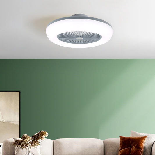 Round Acrylic Ceiling Fan with Built-in LED Light and Remote
