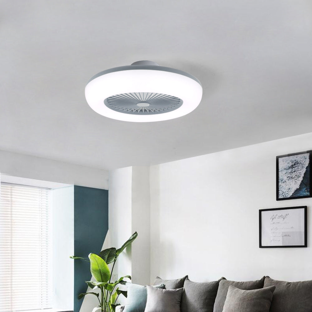 Round Acrylic Ceiling Fan with Built-in LED Light and Remote