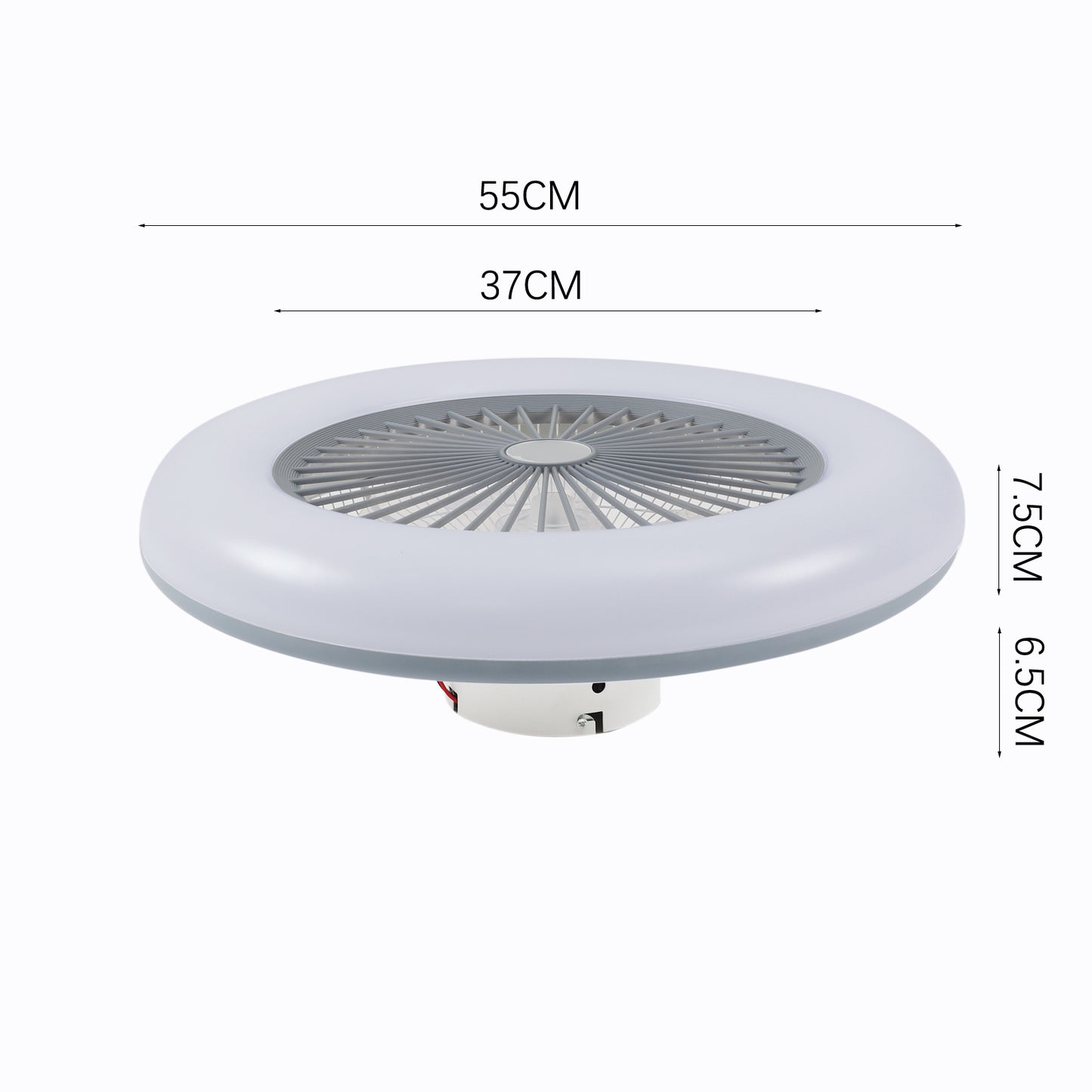 Round Acrylic Ceiling Fan with Built-in LED Light and Remote