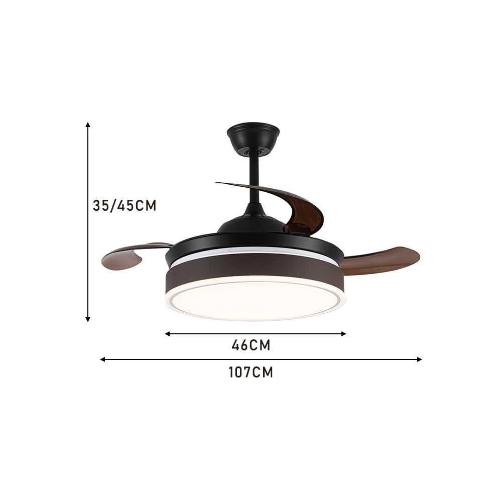 Modern Style Indoor Round Ceiling Fan with Light and Remote