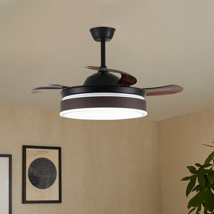 Modern Style Indoor Round Ceiling Fan with Light and Remote