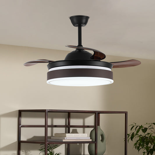 Modern Style Indoor Round Ceiling Fan with Light and Remote