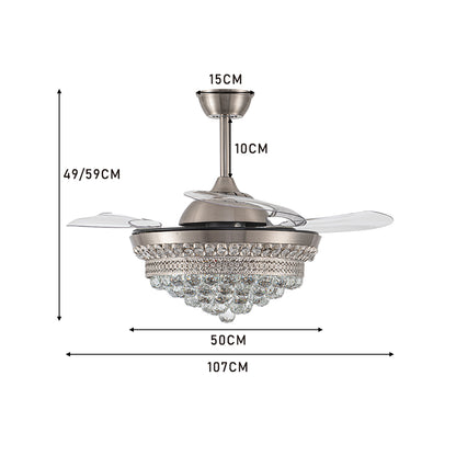 42" Crystal LED Ceiling Fan with 3 Color Lights