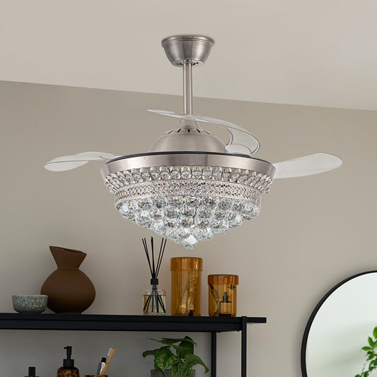 42" Crystal LED Ceiling Fan with 3 Color Lights