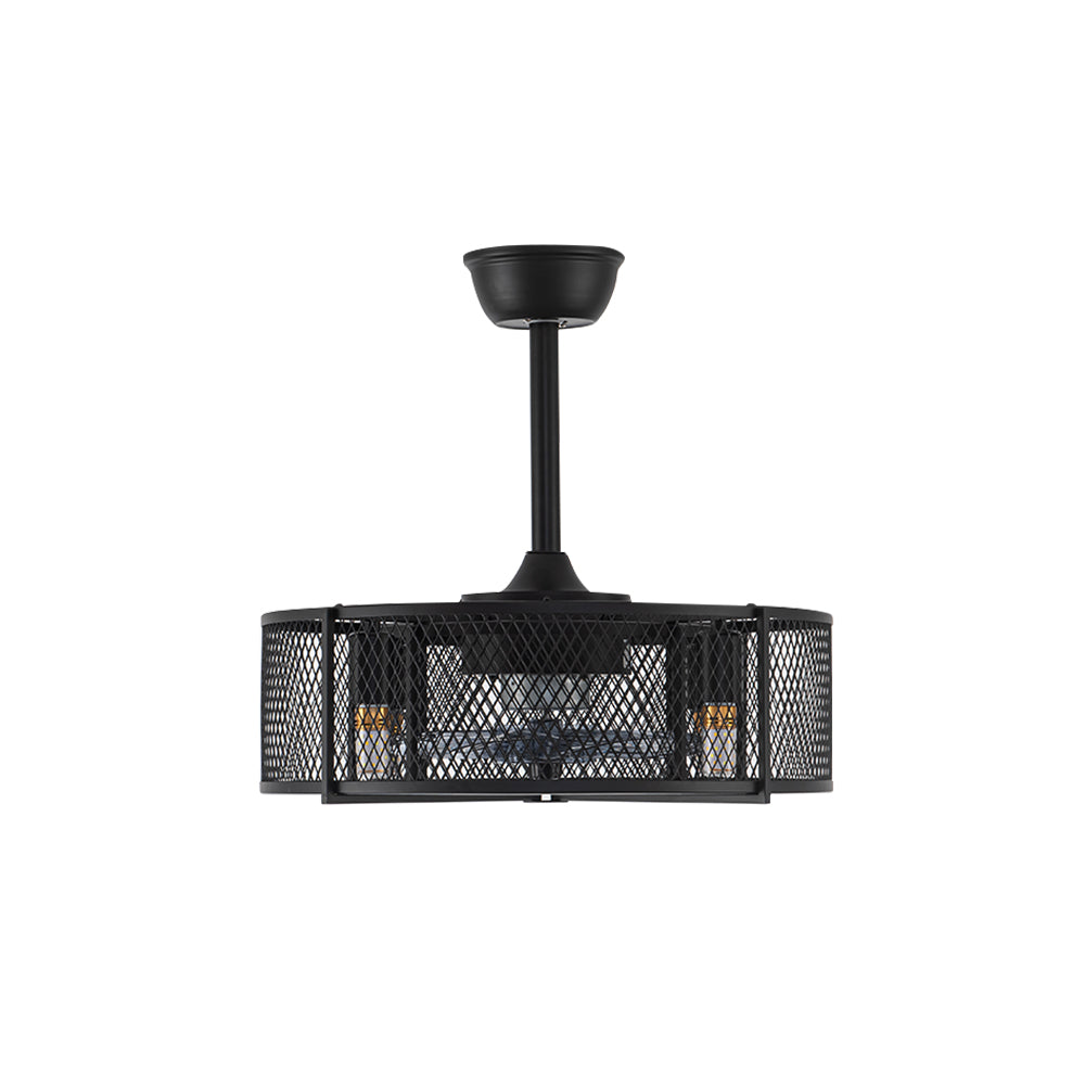 Metal Industrial Ceiling Fan with Lights Black for Living Room