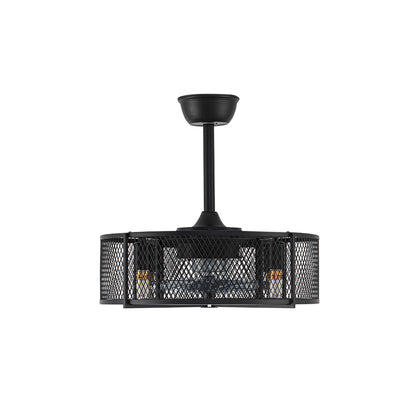 Metal Industrial Ceiling Fan with Lights Black for Living Room