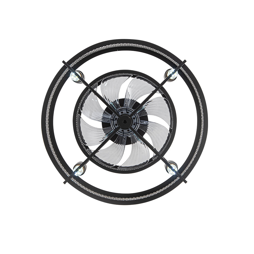 Metal Industrial Ceiling Fan with Lights Black for Living Room