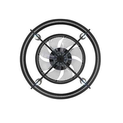 Metal Industrial Ceiling Fan with Lights Black for Living Room