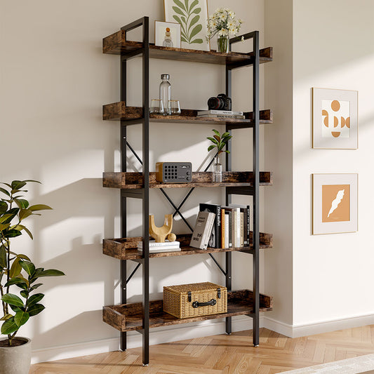 5 Tier Industrial Shelving Unit Bookcase Display Shelf