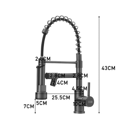 Tainless Steel Kitchen Faucet with Pull Down Spring Spout and Pot Filler