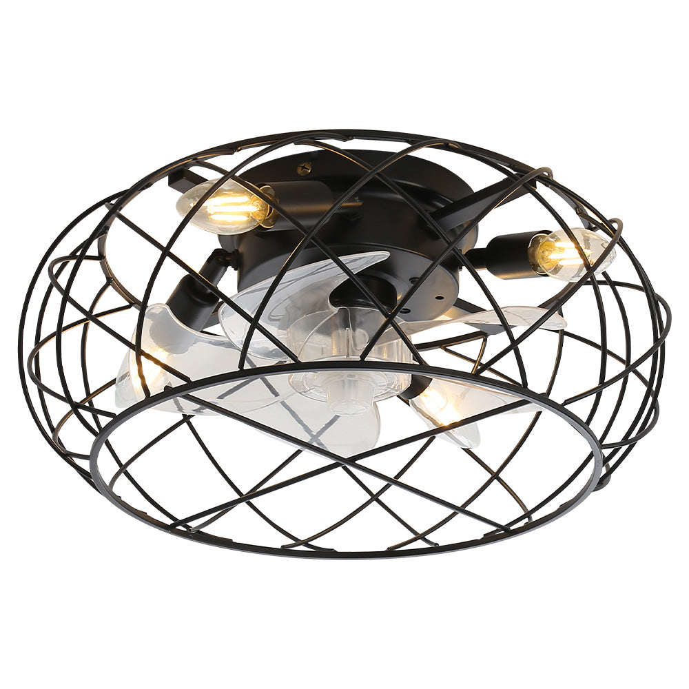 Black Cage Ceiling Fan Light