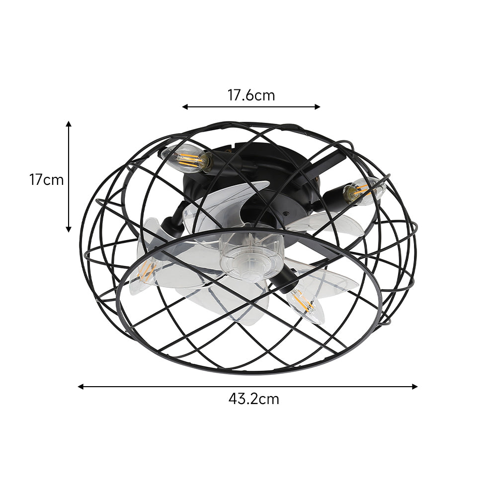 Black Cage Ceiling Fan Light