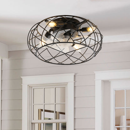 Black Cage Ceiling Fan Light