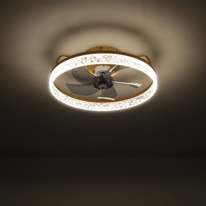 Modern Round Crystal Ceiling Fan with Light