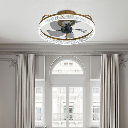 Modern Round Crystal Ceiling Fan with Light