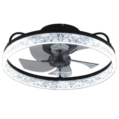 Modern Round Crystal Ceiling Fan with Light