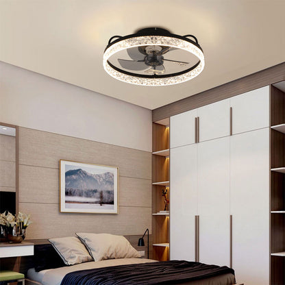 Modern Round Crystal Ceiling Fan with Light