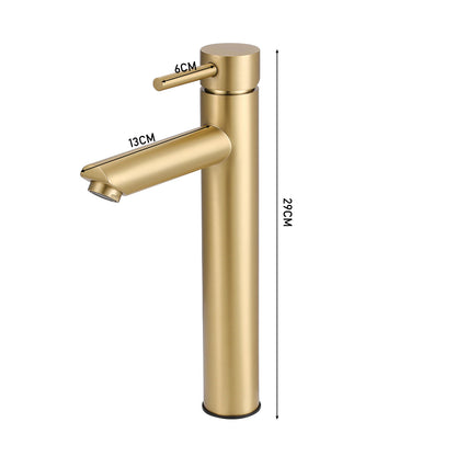 Brushed Gold Tall Single Handle Vessel Faucet