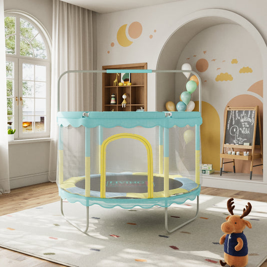 130CM Height Outdoor Kids Trampoline with Balance Bar and Safety Net