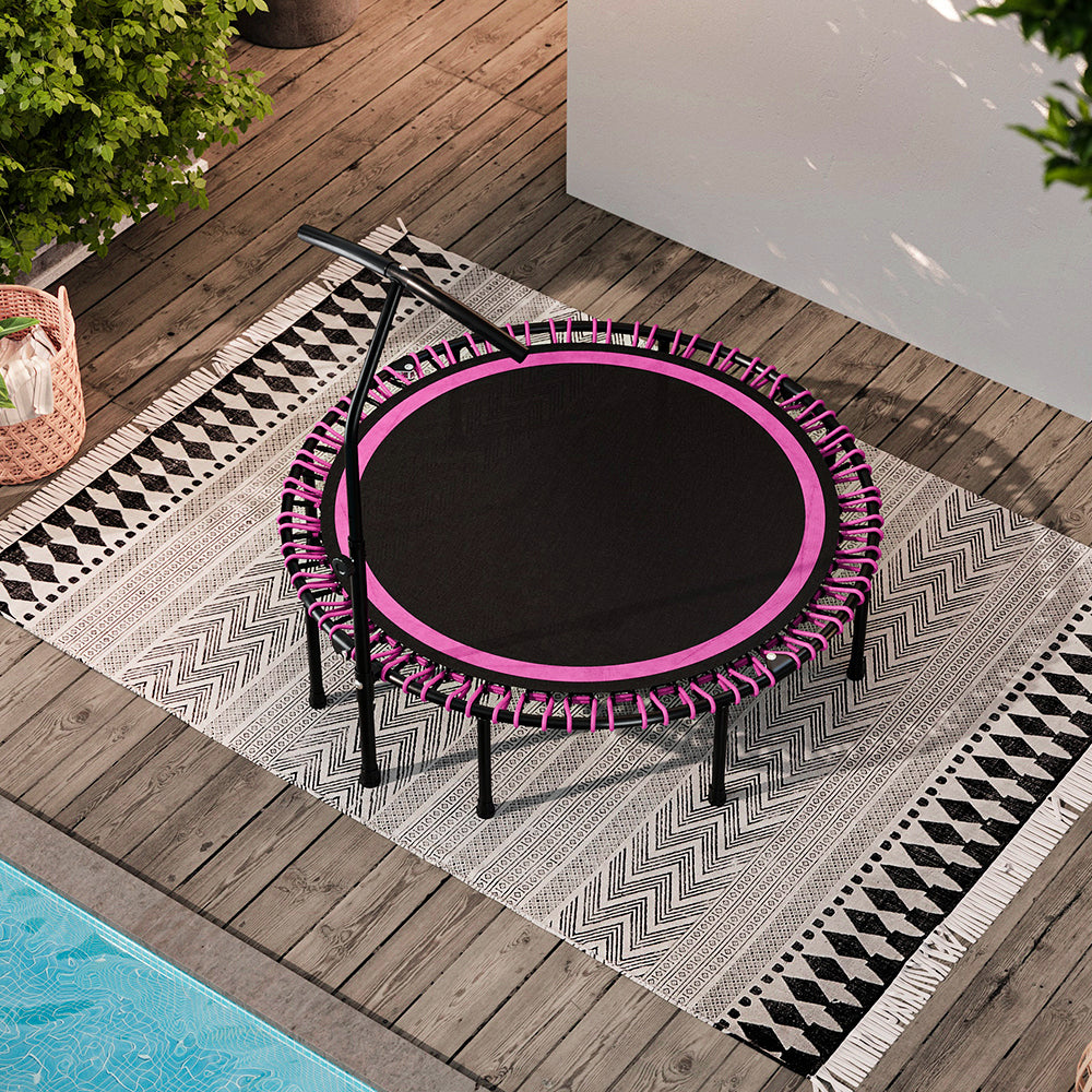 48in Bungee Cords Foldable Round Trampoline with Adjustable T-Handle Bar