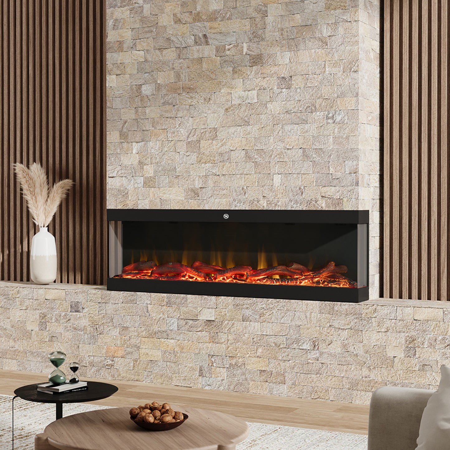 Three-sided Freestanding Electric Fireplace