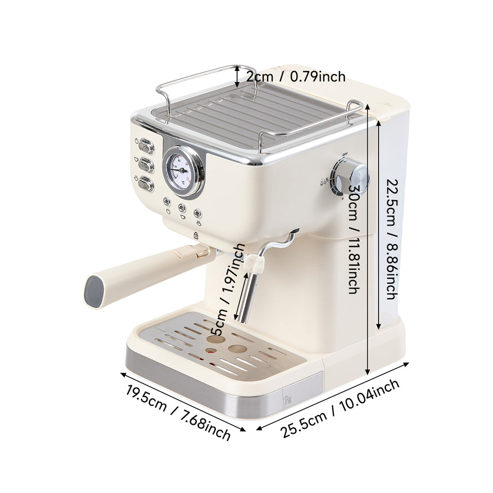 20 Bar Retro Coffee Espresso Machine with Steam Wand