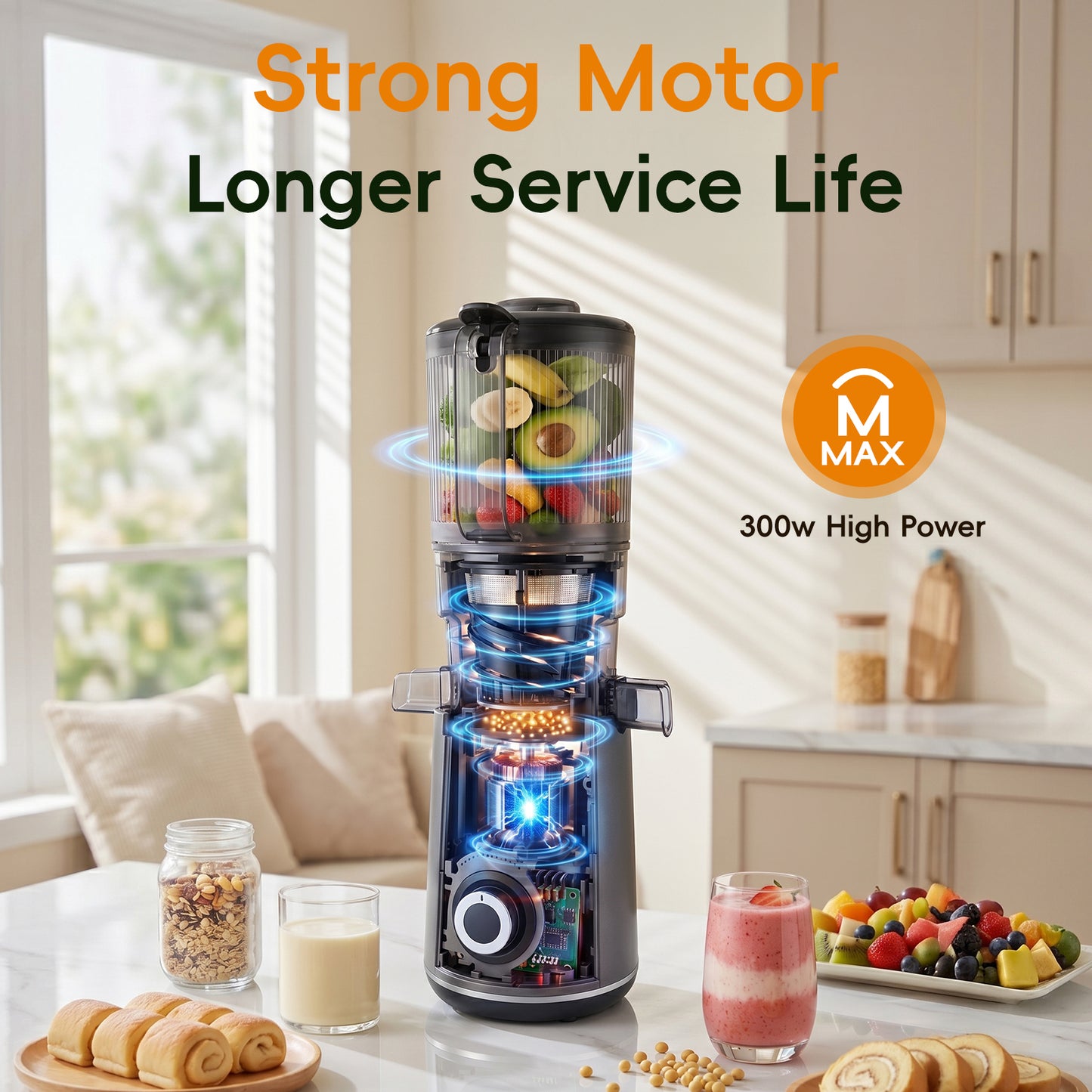 300W Cold Press Juicer Slow Masticating Machine