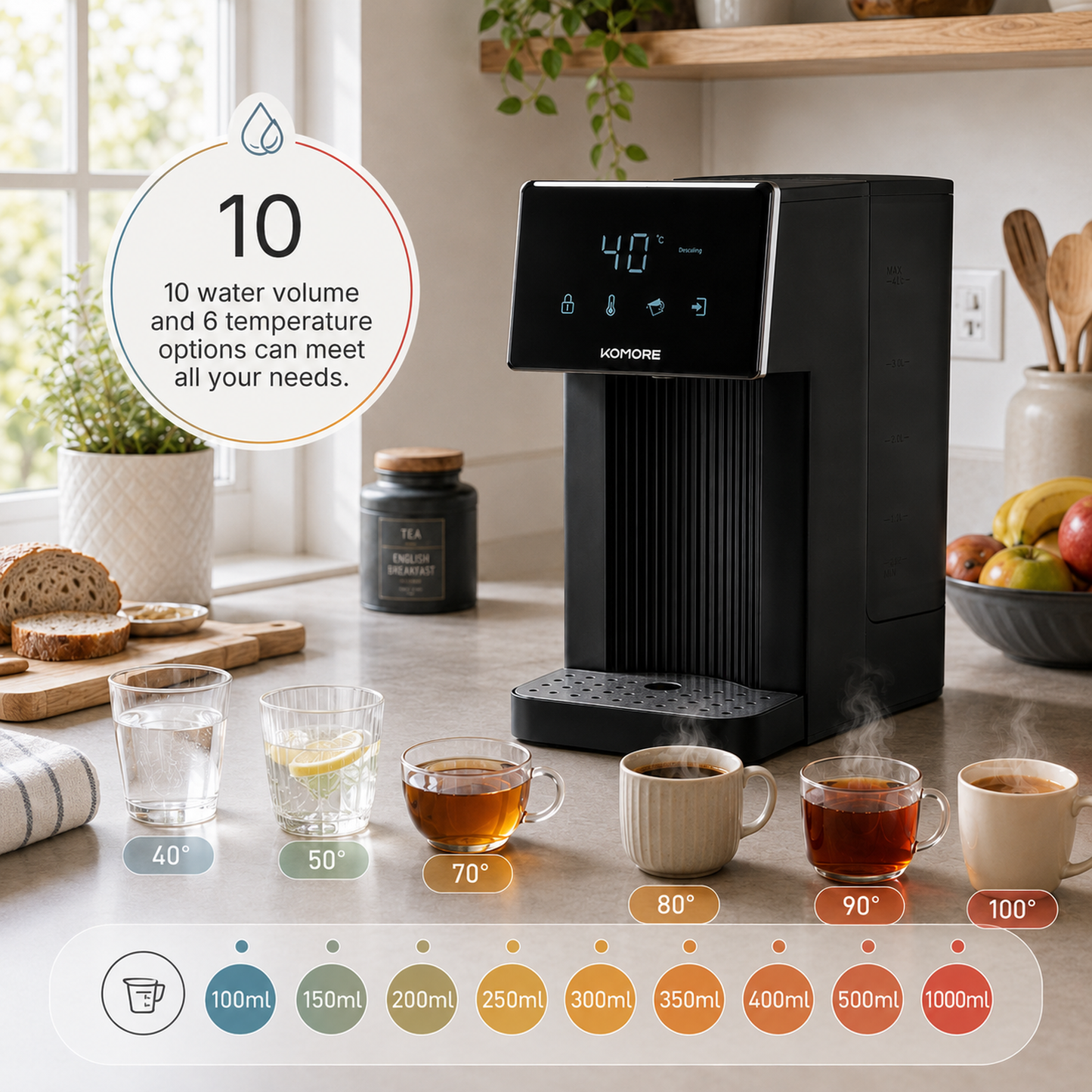 4L Countertop Instant Hot Water Dispenser with Filter