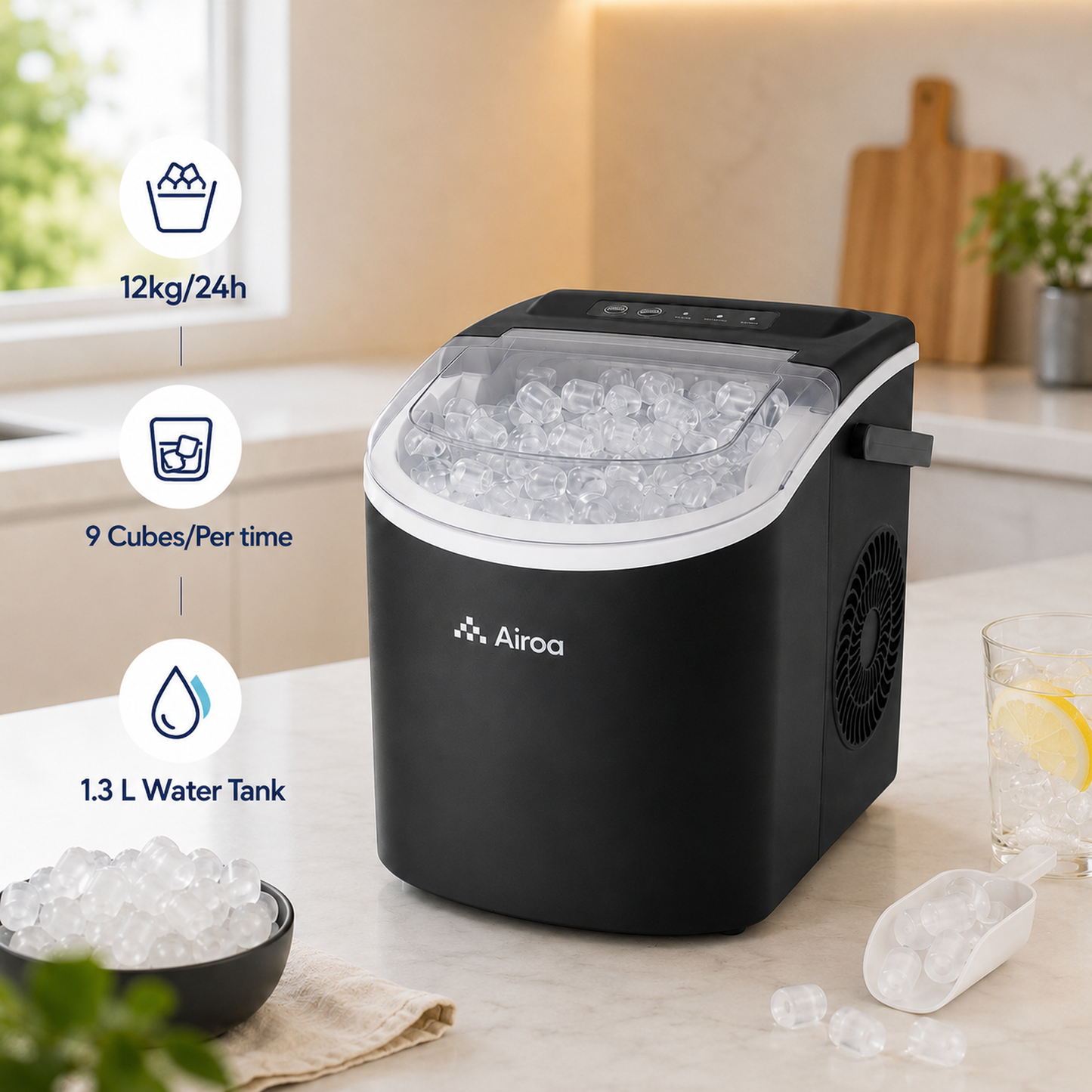 Countertop Bullet Ice Maker with Handle