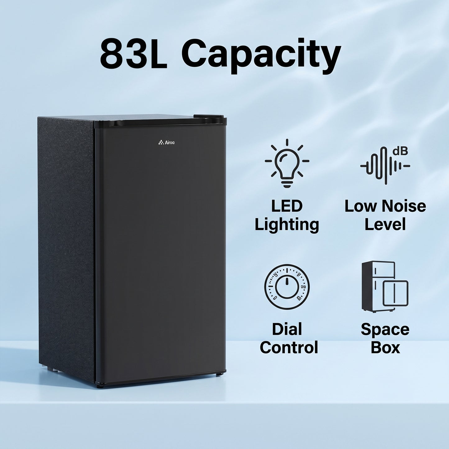 Black Compact Refrigerator with 9L Freezer Compartment