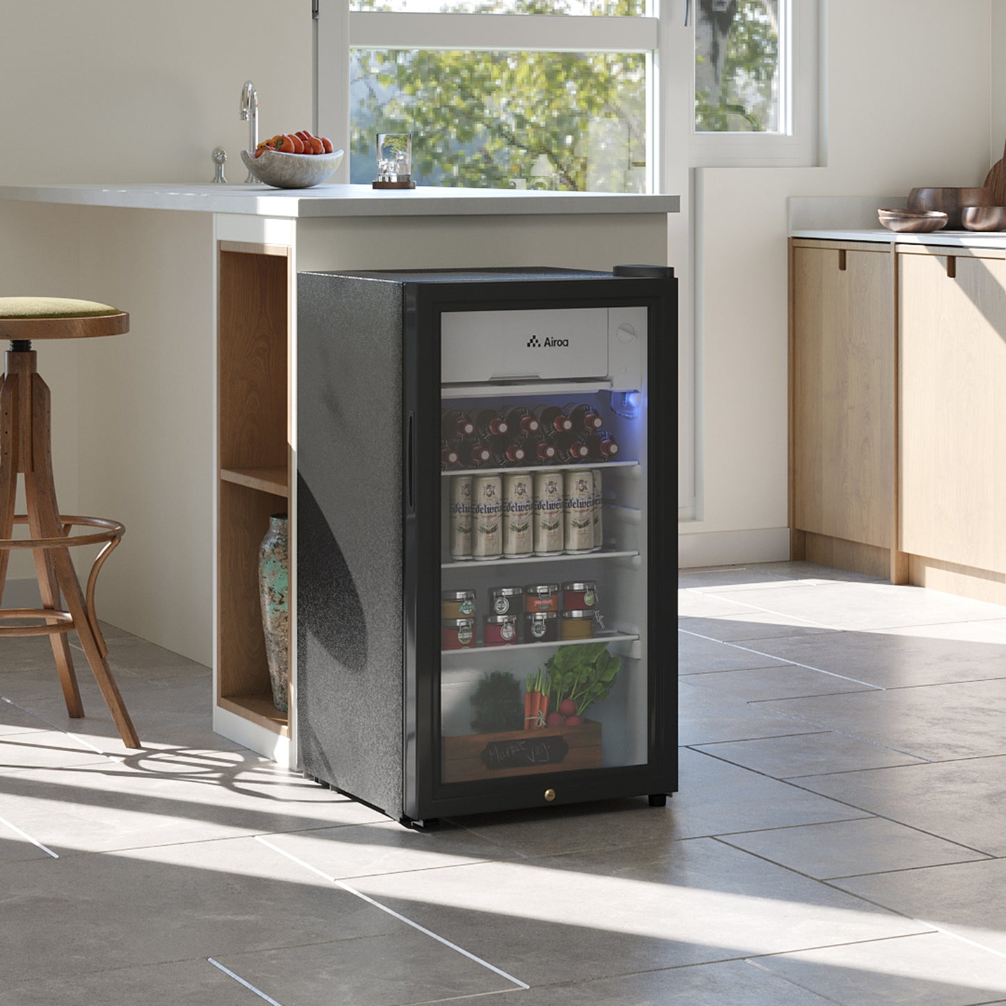 Glass Door 83L Refrigerator with 9L Freezer Box