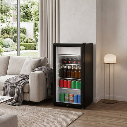 Glass Door 83L Refrigerator with 9L Freezer Box