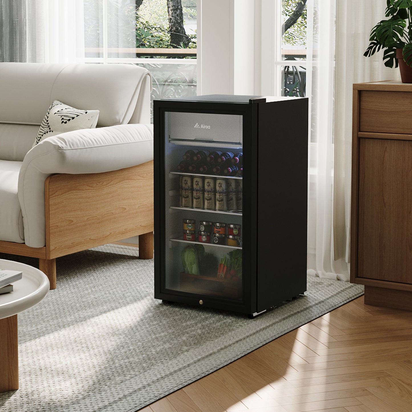Glass Door 83L Refrigerator with 9L Freezer Box