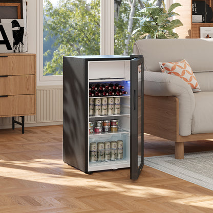 Glass Door 83L Refrigerator with 9L Freezer Box