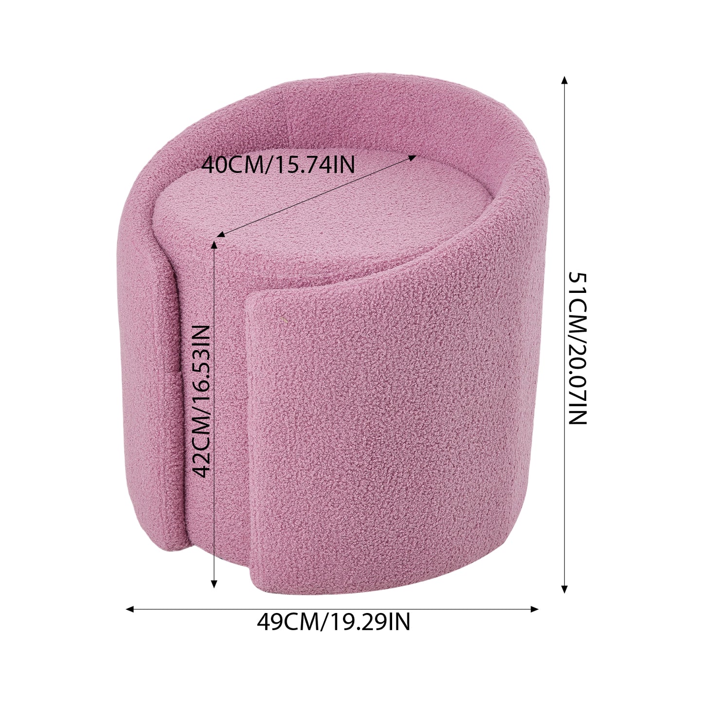 Teddy Fleece Upholstered Vanity Stool