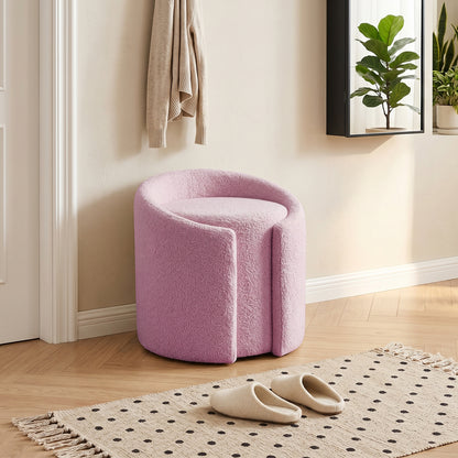Teddy Fleece Upholstered Vanity Stool
