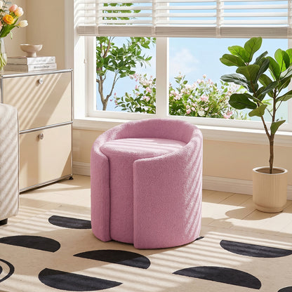Teddy Fleece Upholstered Vanity Stool