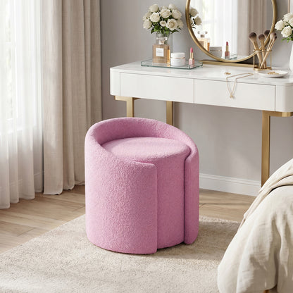 Teddy Fleece Upholstered Vanity Stool