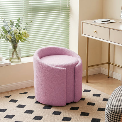Teddy Fleece Upholstered Vanity Stool