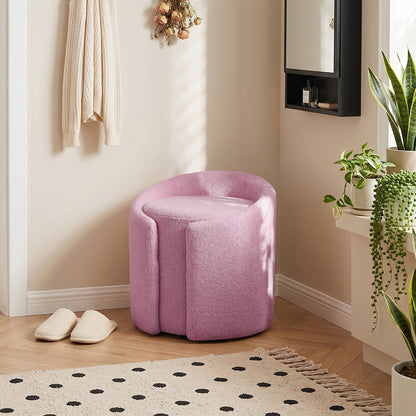 Teddy Fleece Upholstered Vanity Stool