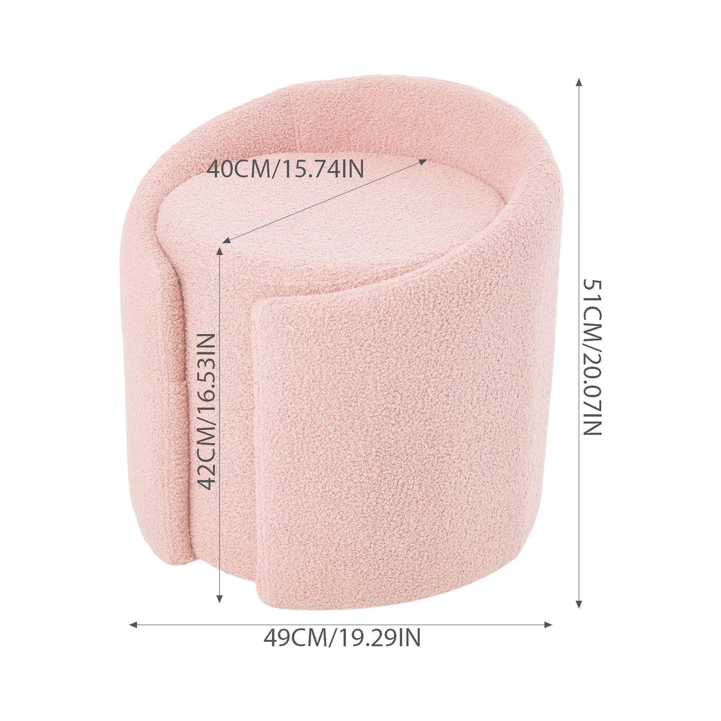 Teddy Fleece Upholstered Vanity Stool