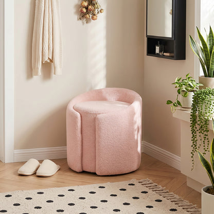 Teddy Fleece Upholstered Vanity Stool